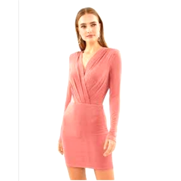 Sexy! Sparkly! Dark Pink 🩷 Plunge Neckline Bodycon Dress - Picture 1 of 7